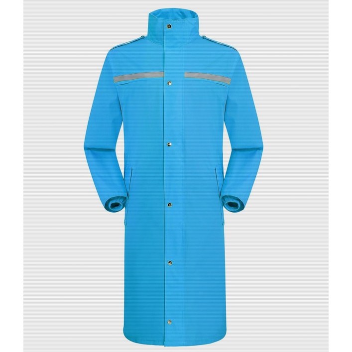 우의 남성 스카이블루 롱코트형 레인코트