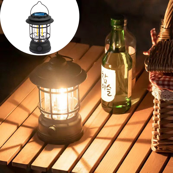 야외 캠핑 조명 태양광 캠핑 조명 휴대용 캠핑 조명 장시간 사용이 가능한 캠핑 조명 다기능 캠핑 조명, 검은색, 5개