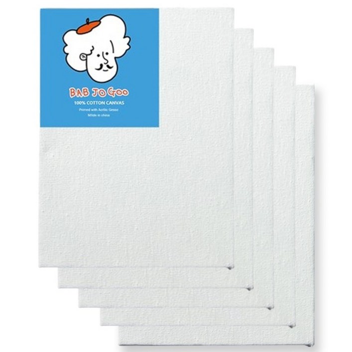 밥조교 무지 면천 캔버스 15x20cm 5개, 1세트