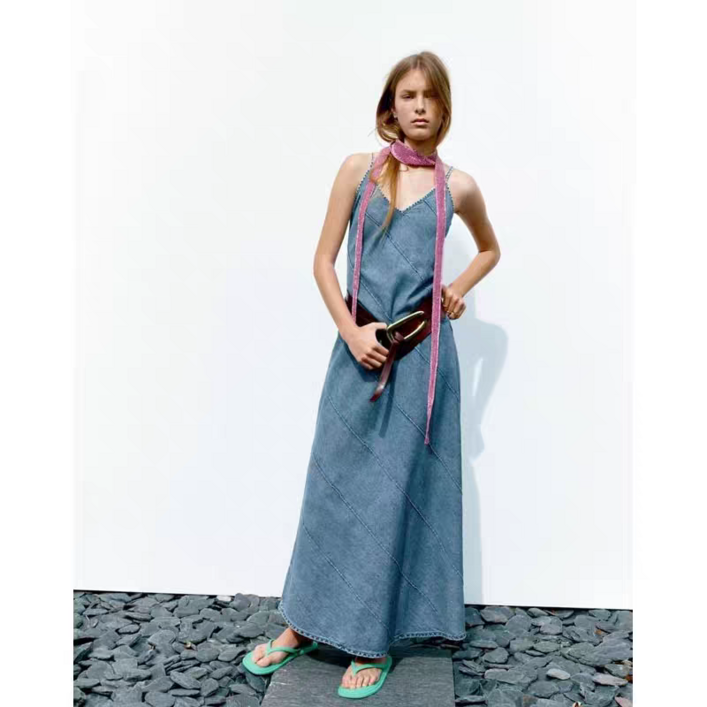 ZARA 자라 여성 미디 데님 원피스 드레스