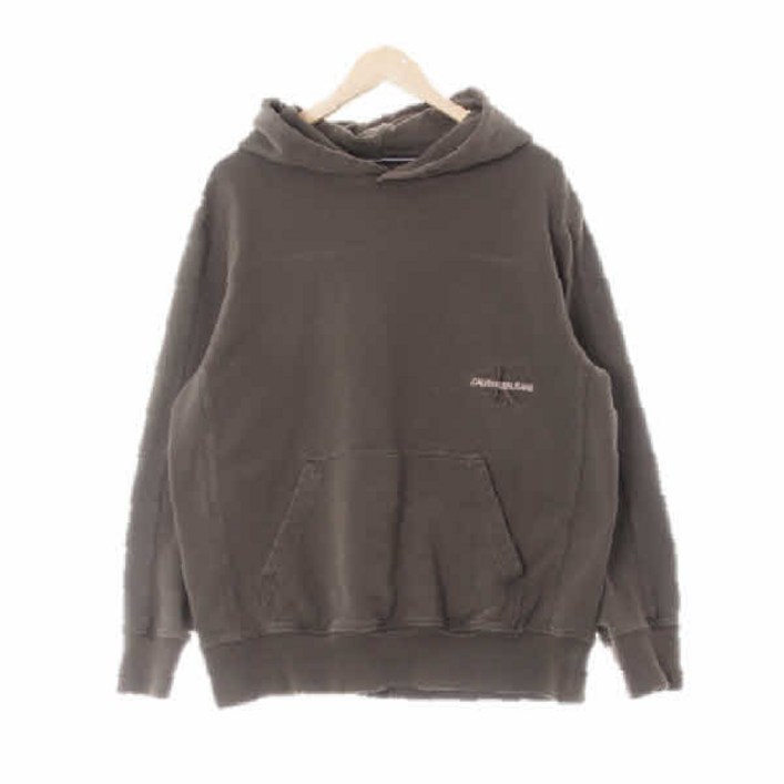 1268 캘빈클라인진 다크그레이 면 자수텍스트로고워싱후드티 XL