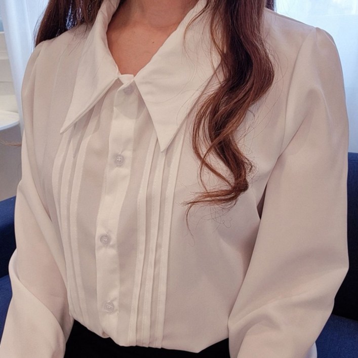 나인클로젯 기본 카라 여성 루즈핏 셔츠 블라우스 봄 가을 베이직 하객룩 레이어드