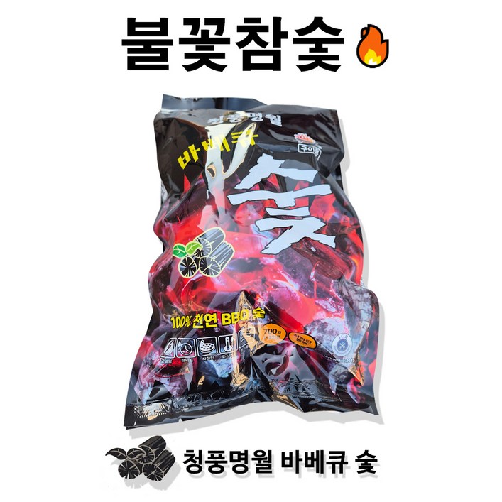 불꽃참숯 청풍명월 바베큐숯 700g x 20개, 착화제1개 포함 대용량 1박스, 20개, 700g