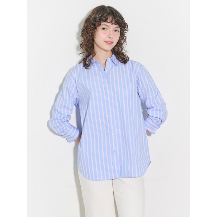매장정품 빈폴 BEANPOLE LADIES [B. my] 클래식 스트라이프 오버핏 셔츠 블루 (BF5264N08P) BF5264N08P 87172