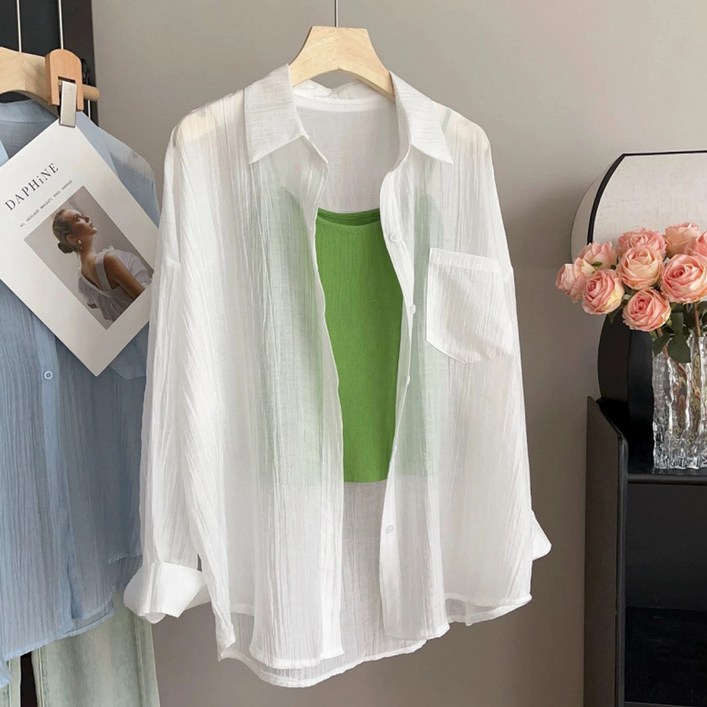 후암마켓 여성 자외선 차단 거즈 남방 루즈핏 데일리 셔츠