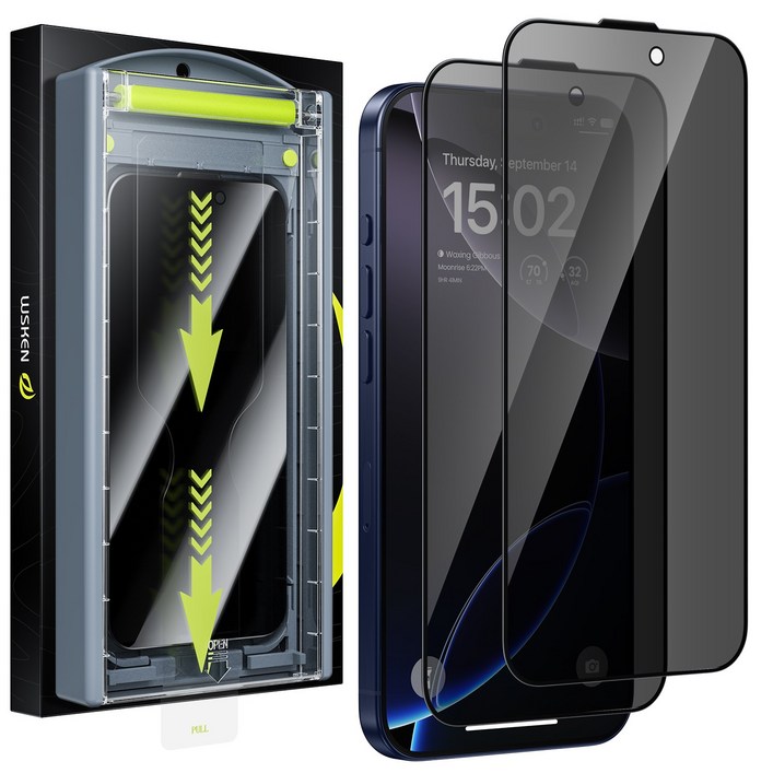 WSKEN 사생활보호 지문방지필름 Easy 자동부착, 2개