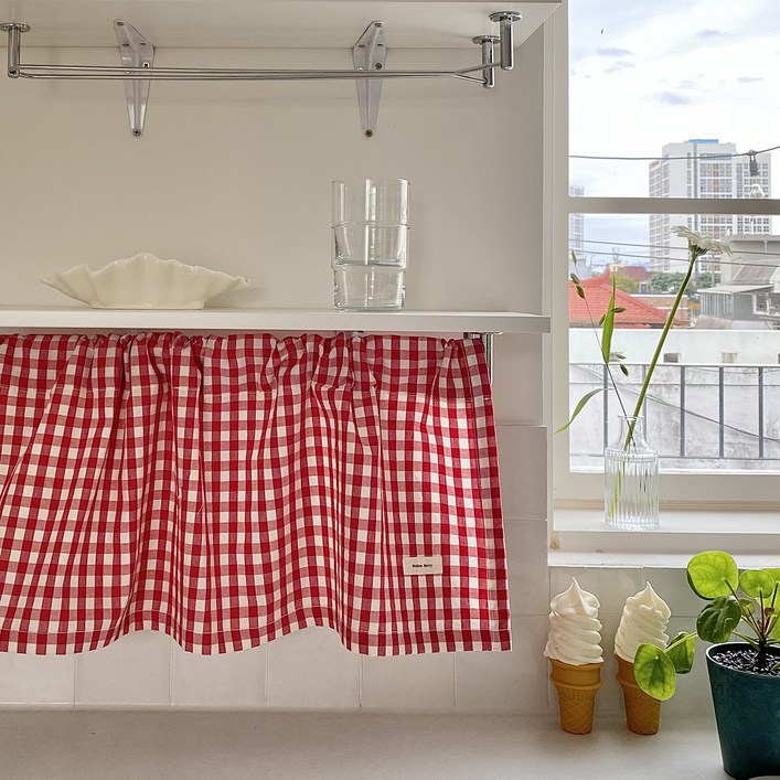 미니바란스 책장 선반 밥솥싱크대 수납장 주방가리개커튼