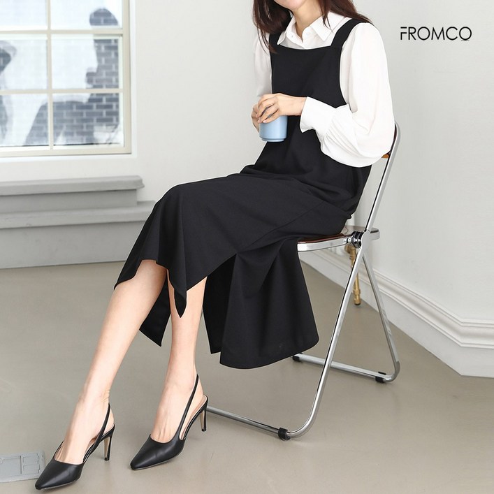 프롬코 여성 스퀘어넥 뷔스티에 롱 원피스 자체제작 FRC45
