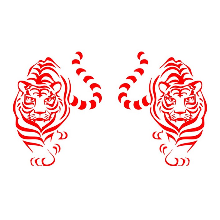 자동차 포인트 호랑이 타이거 튜닝스티커 (M사이즈) 2개1세트, 레드, 2개