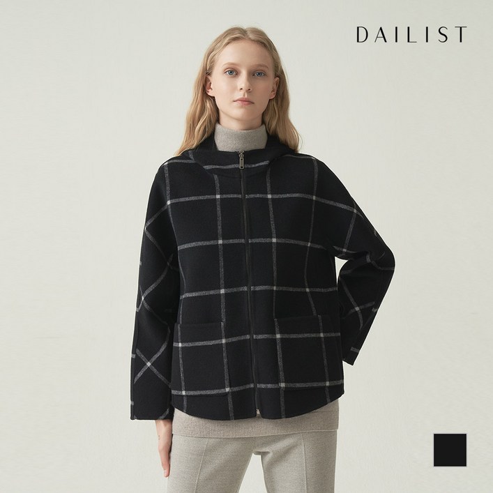 데일리스트 리버시블 블랙 체크 코트 MDBEAXW9331