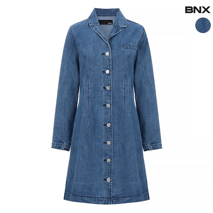 BNX 여성 카라 데님 코트형 원피스