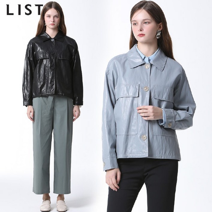 리스트 리스트(LIST)  빅 패치 포켓 레더 재킷 (택가격: 248000원)