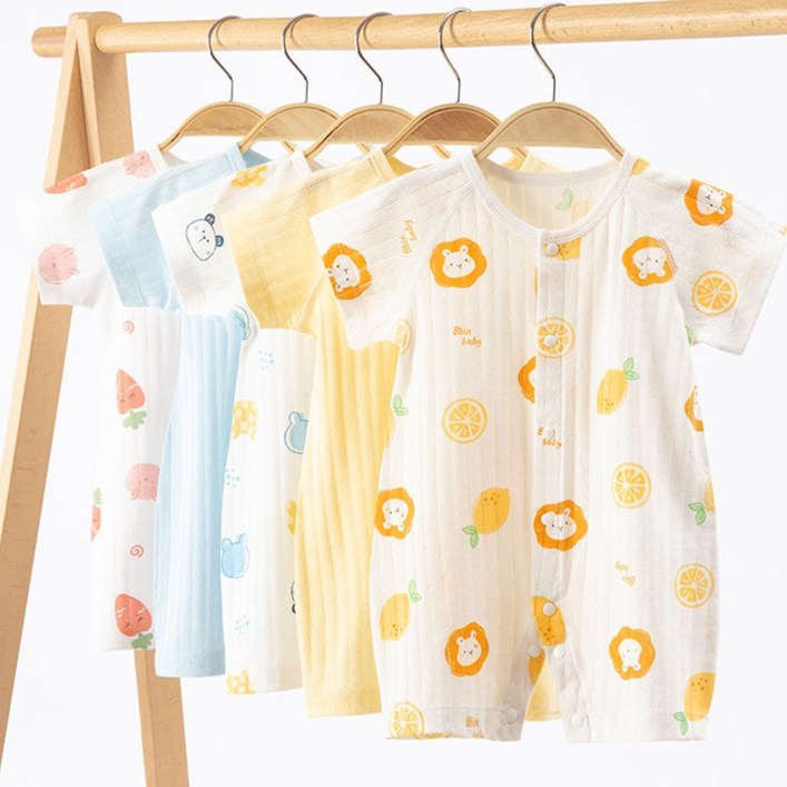 럭셔리베이비 순면 롬퍼 아기 메쉬 반팔 우주복 신생아 유아 여름 바디수트