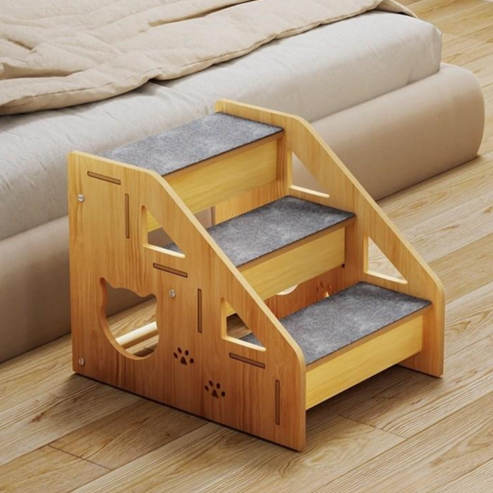 아고망스 반려동물 슬개골보호 원목스텝 강아지계단, 1개