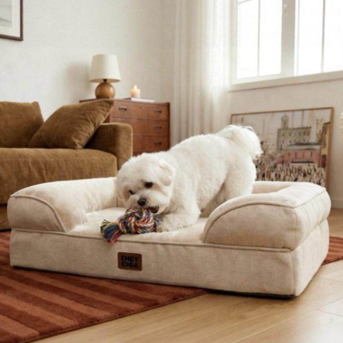 EHEYCIGA 메모리폼 함유 정형외과 반려견 강아지방석 사계절용 애견 강아지쿠션 푹신한 편안한 반려견 소파