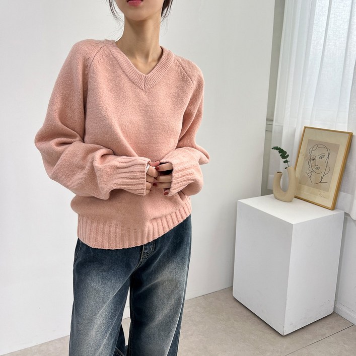 9color 주문폭주 루즈핏 아방 기본 브이넥 포닥 도톰 가을 겨울 니트