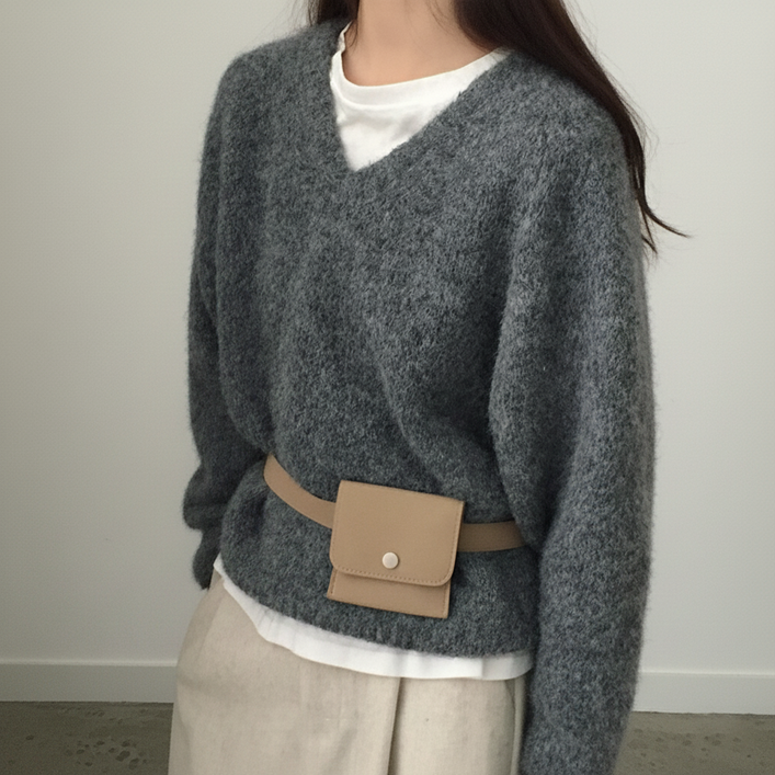 탐리프 여성 브이넥 루즈핏 니트 가을 겨울 니트티