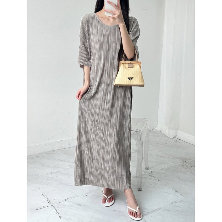 굿띵즈 빅사이즈 넘버원 플리츠 주름 롱 원피스