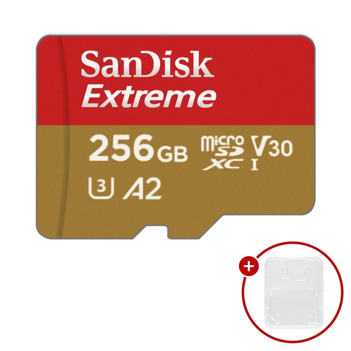 샌디스크 마이크로SD카드 Extreme 익스트림 SDSQXAV256GB  SD카드 케이스, 1개, 256GB
