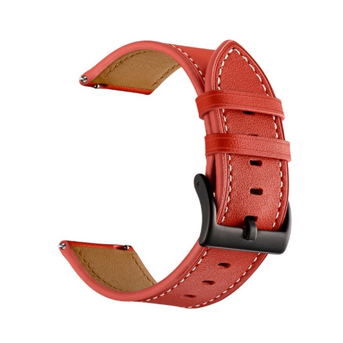 바오토드 갤럭시워치3 호환 가죽 스티치 패션 시계줄 스트랩 밴드 줄 41MM 45MM, 레드