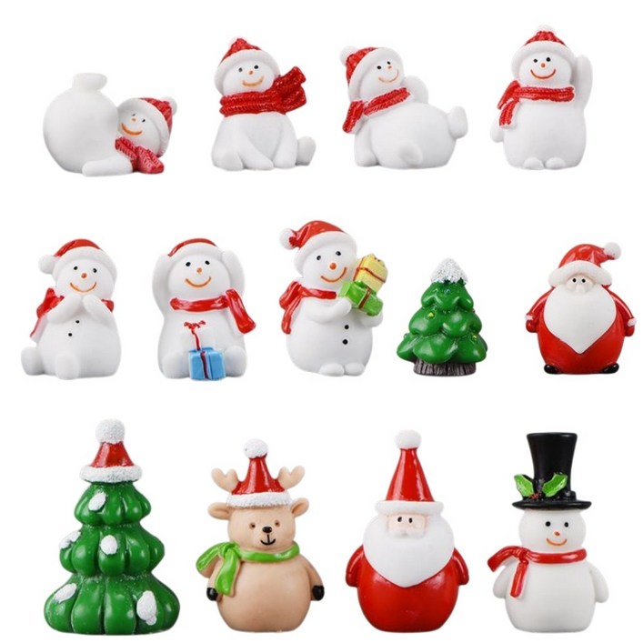 눈사람 산타 트리 13종 세트 크리스마스 장식 미니어처, 1개