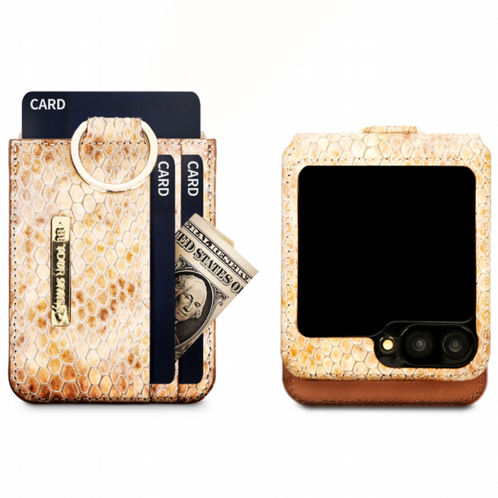 비유어산타 블랙맘바 갤럭시 Z플립 링 지갑 이태리가죽 힌지보호 카드 수납 휴대폰 케이스