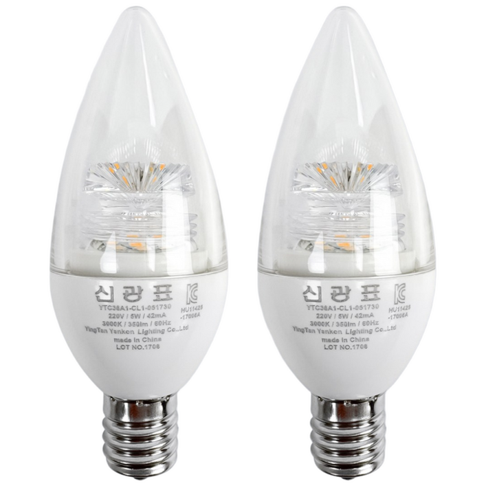 LED 베이직 신광 촛대구 E14 에디슨전구 인테리어용전구 카페조명, 주광색, 2개