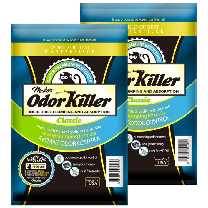 미스터리 오더킬러 클래식 벤토나이트 고양이 모래, 9kg, 2개, 무향