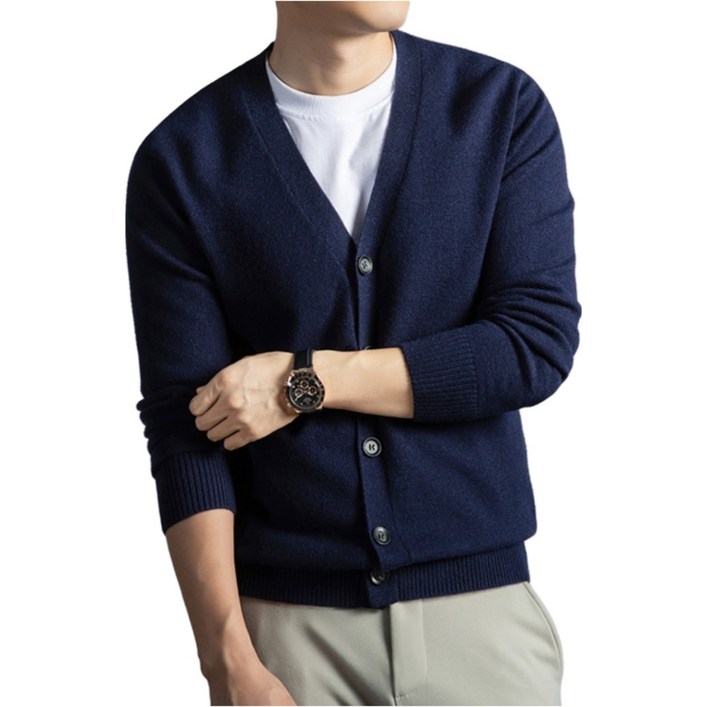 남성 가을 겨울 퓨어컬러 캐주얼 울 가디건