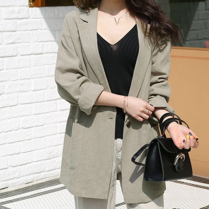 데일리앤 여성용 노멀 오버핏 린넨 자켓 데일리앤 여성용 노멀 오버핏 린넨 자켓