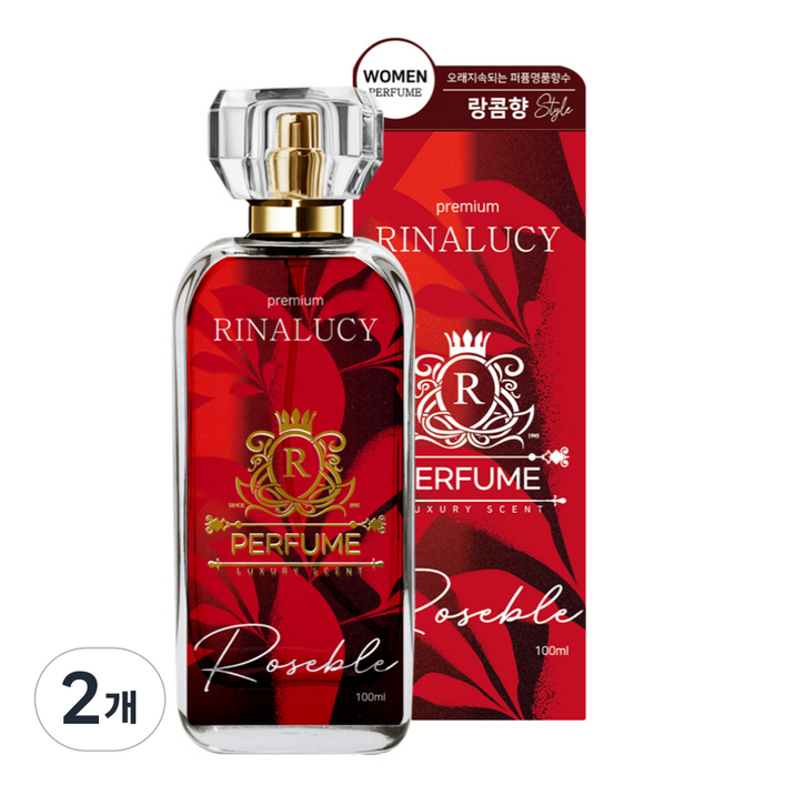 리나루시 퍼퓸 고농축 프리미엄 로즈블 여성 향수, 2개, 100ml