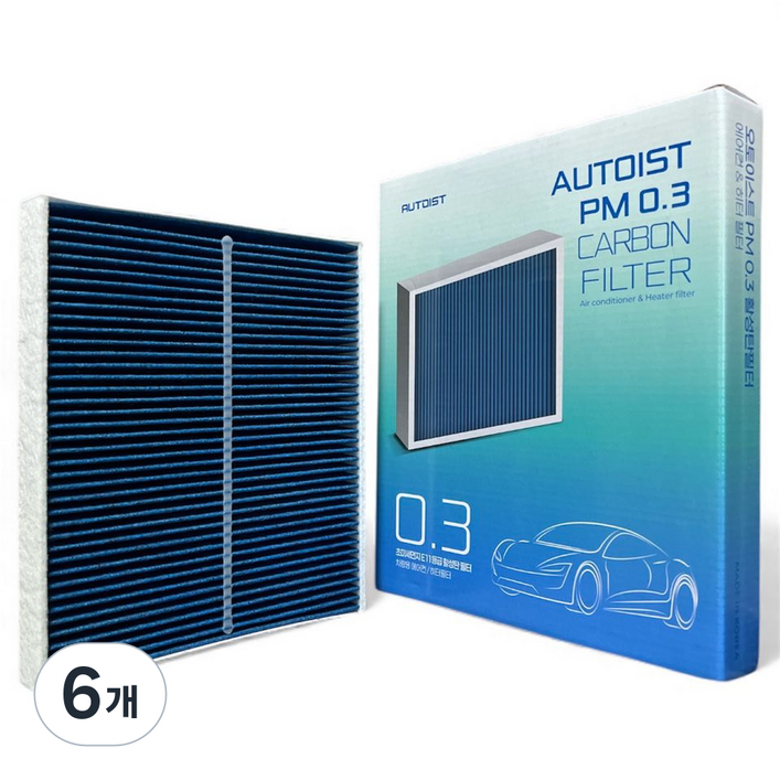 오토이스트 PM0.3 그랜저TG 럭셔리 싼타페CM NF쏘나타 트랜스폼 로체 이노베이션 활성탄 에어컨필터, 6개, H20