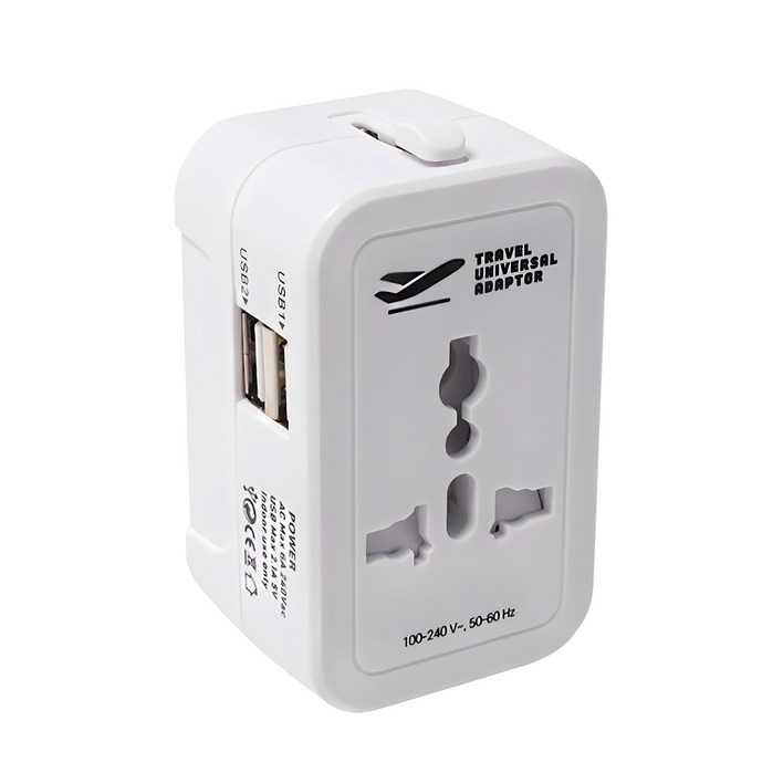 홈플래닛 해외 여행용 멀티 어댑터 USB 2포트 파우치 세트