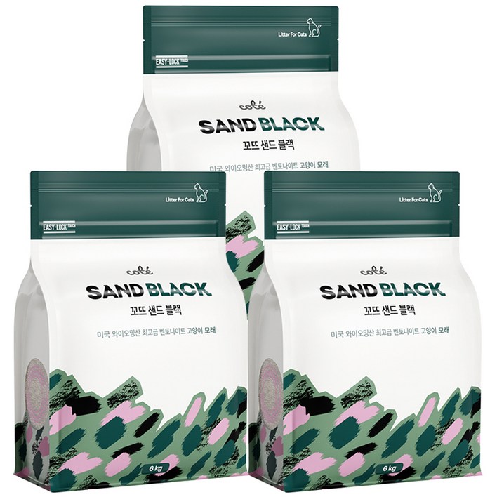 꼬뜨 샌드 벤토나이트 고양이모래 블랙, 6kg, 3개, 무향 꼬뜨 샌드 벤토나이트 고양이모래 블랙, 6kg, 3개, 무향