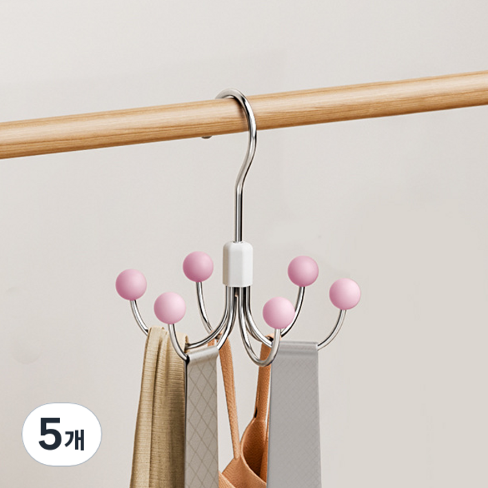 올이즈유 회전형 다용도 후크 행거, 핑크, 5개