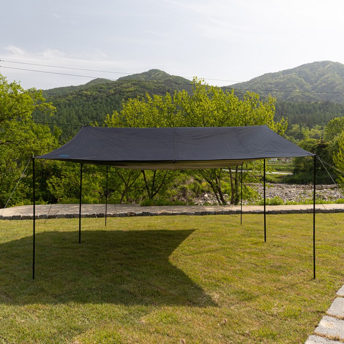 아이두젠 트라이베카 렉타 그늘막 실버코팅 대형 타프 폴대 포함, 블랙