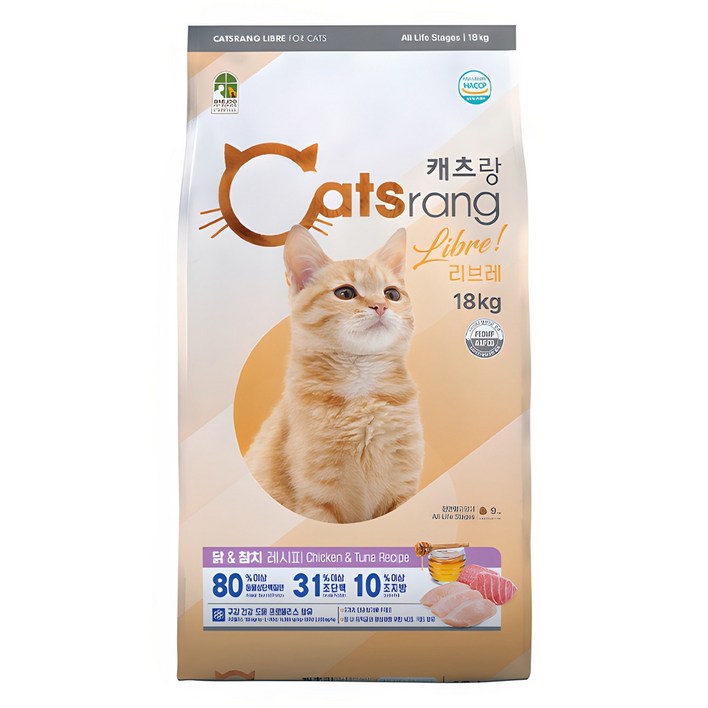 캐츠랑 전연령 고양이 리브레 건식사료, 닭+참치, 1개, 18kg