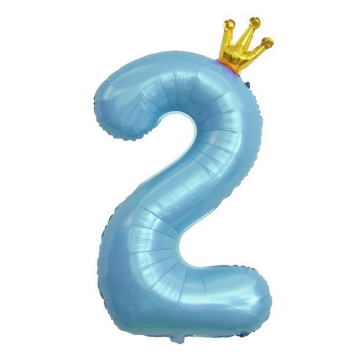 이자벨홈 생일파티 왕관 숫자 풍선 2 초대형, 블루, 1개