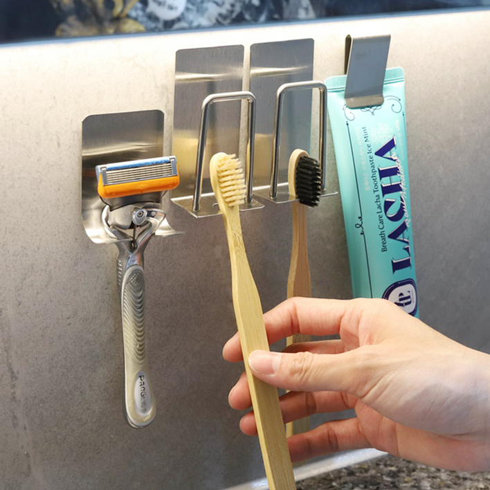 무타공 스테인리스 칫솔걸이 세트, 단일색상, 1세트