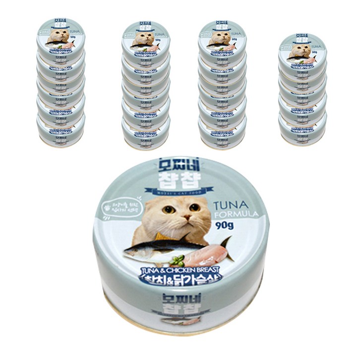 모찌네 챱챱 고양이캔 참치, 혼합맛참치닭가슴살, 90g, 24개