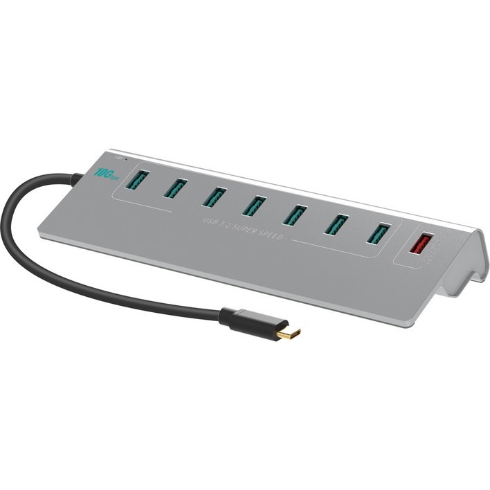 넥스트유 USBC to A타입 USB 3.2 7포트퀵차지 1포트 케이블 일체형 USB 허브 NEXT3372TC10G