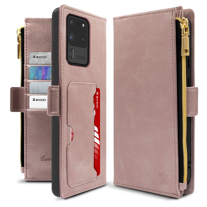 엑씨 앨리스 지퍼형 카드수납 지갑 가죽 다이어리 휴대폰 케이스