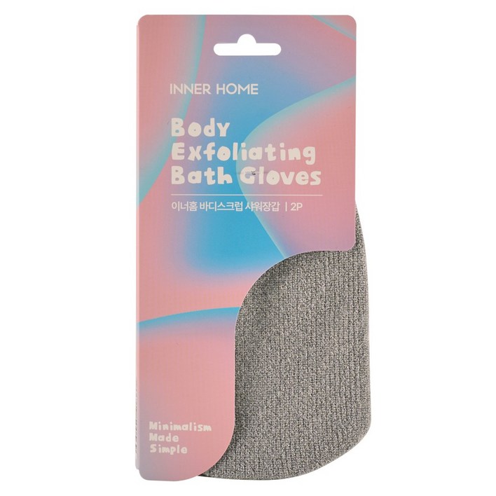 이너홈 바디스크럽 샤워장갑, 그레이, 2개입, 1개