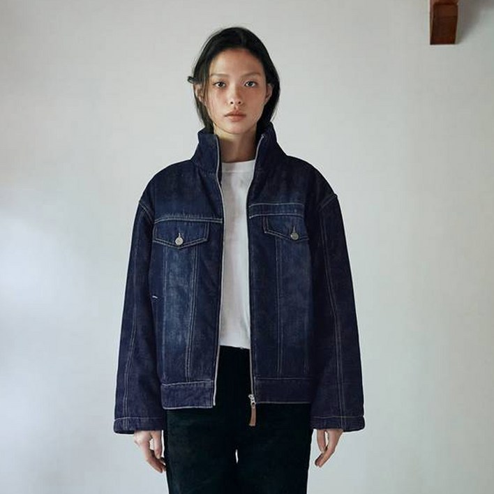 오아이오아이 여성용 빈티지 데님 패딩 자켓