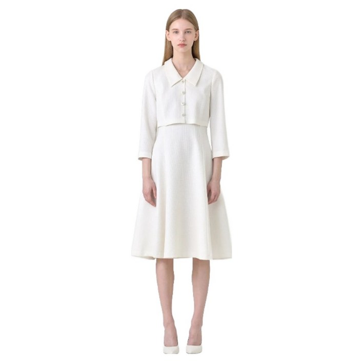 케네스레이디 여성용 크롭 플레어 트위드 원피스