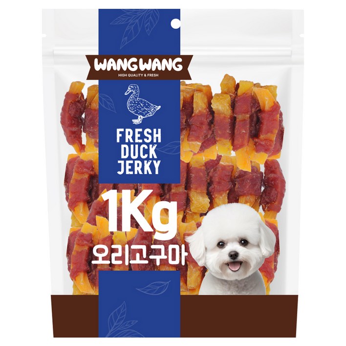 왕왕 강아지 프리미엄 간식 대용량 오리고구마, 1kg, 1개, 오리맛