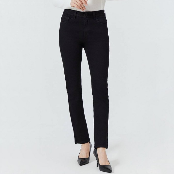 게스 여성용 기모 BLK톤 슬림 스트레이트 팬츠 YO4D9190