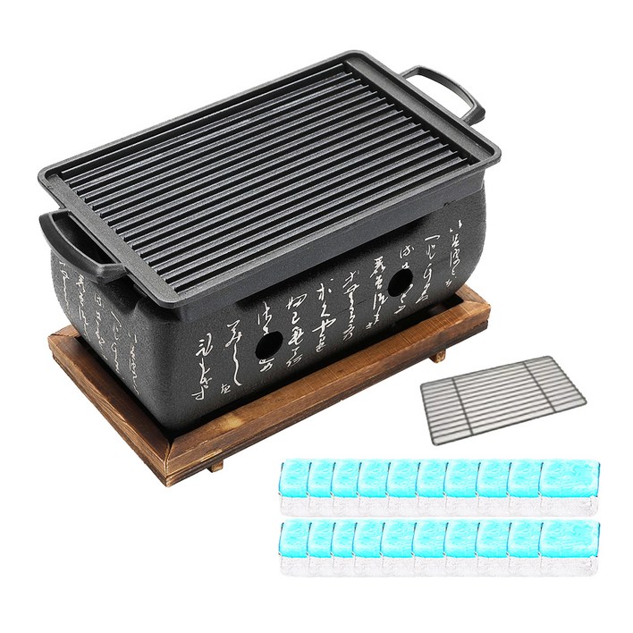 노뉴 프리미엄 직사각형 미니 화로 NONEWMB2000 듀얼와이드  에탄올 고체 연료 30g x 20p 세트