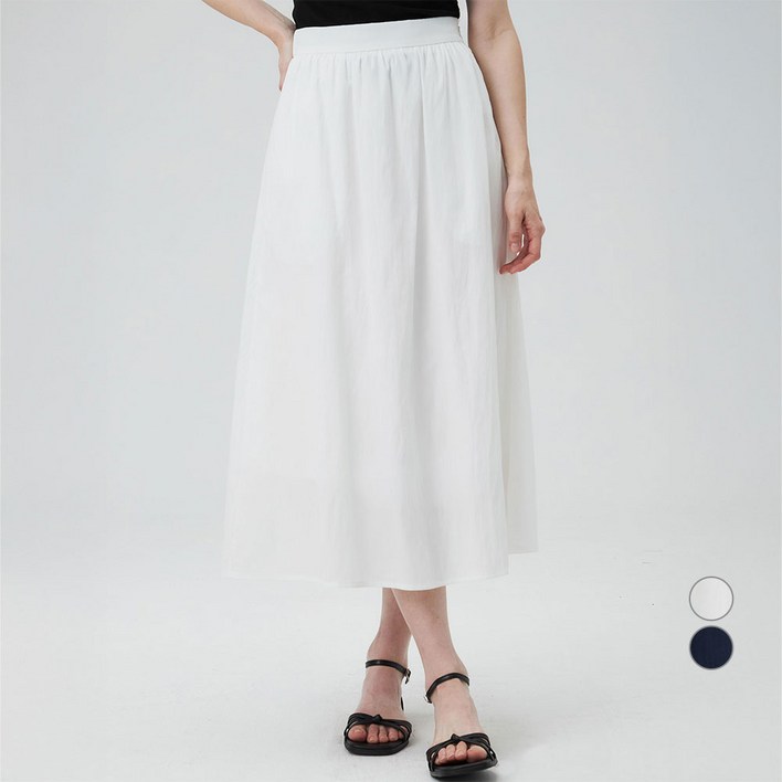 ELLEPARIS 여성용 하프밴딩 A라인 플레어 롱 스커트