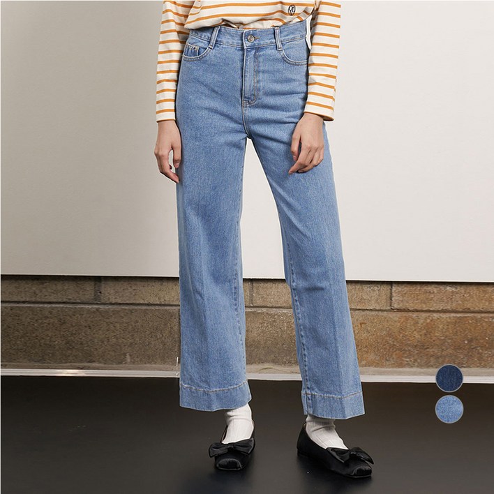 올리브데올리브 여성용 세미 부츠컷 데님 팬츠